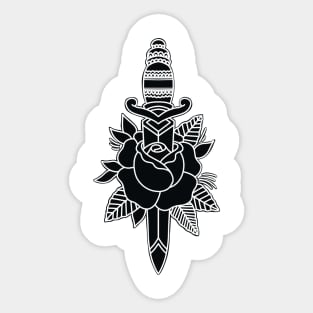 HomeSchoolTattoo Dagger and Rose Sticker